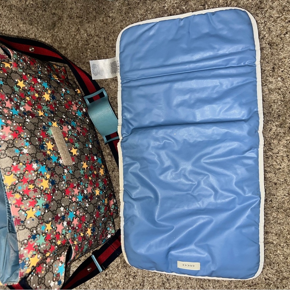 Authentic Gucci Star Patterned Canvas Diaper Bag - image 5